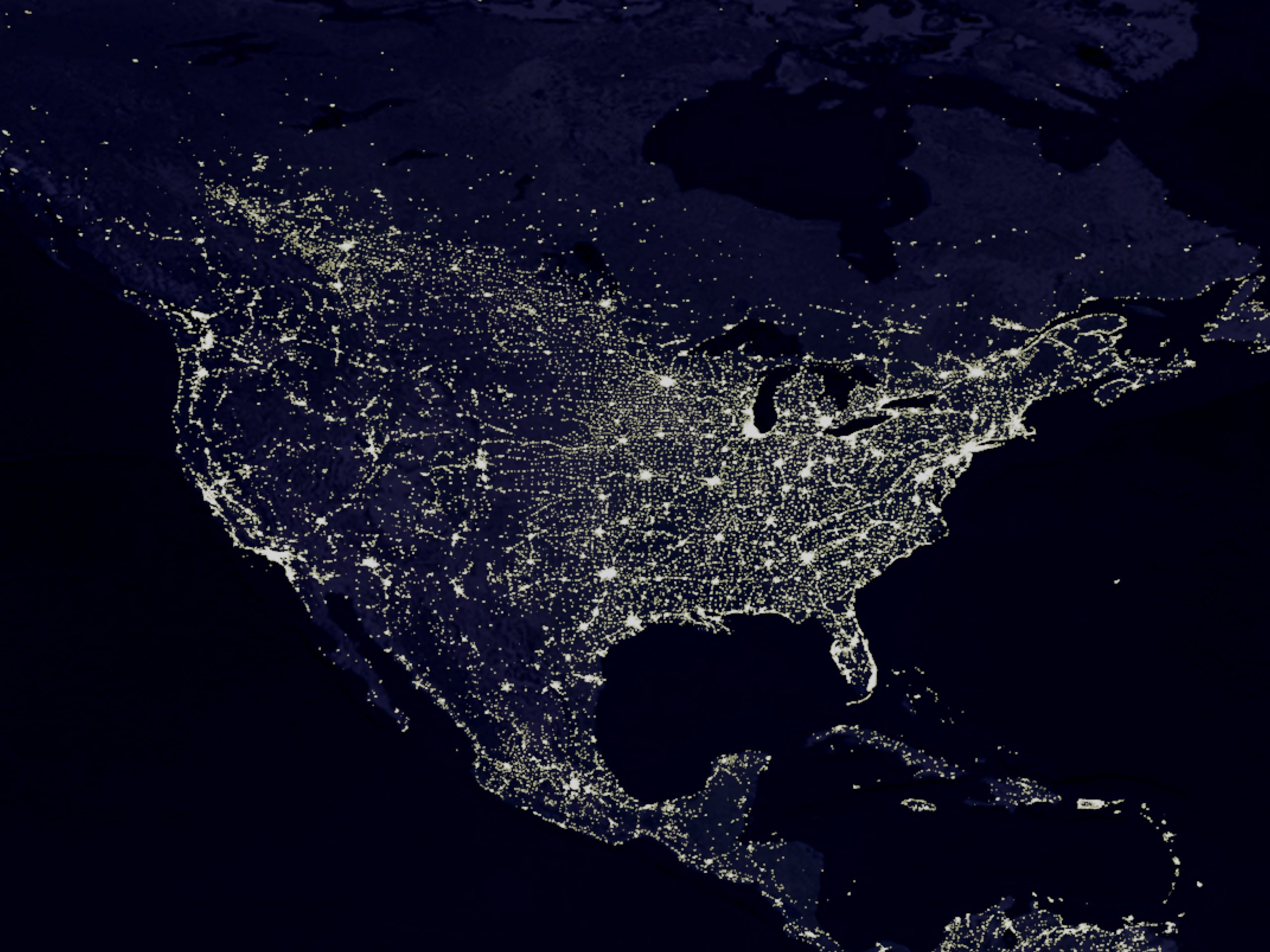 Night lights of the United States
