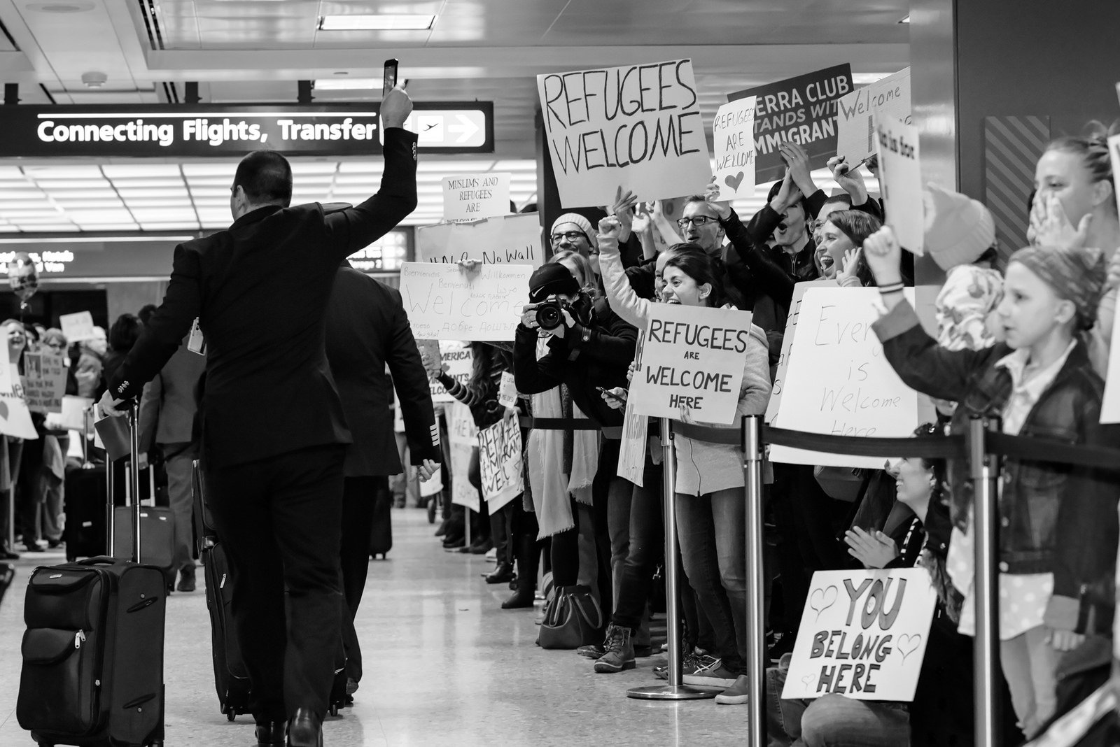 Immigration Ban Protest in an Airport