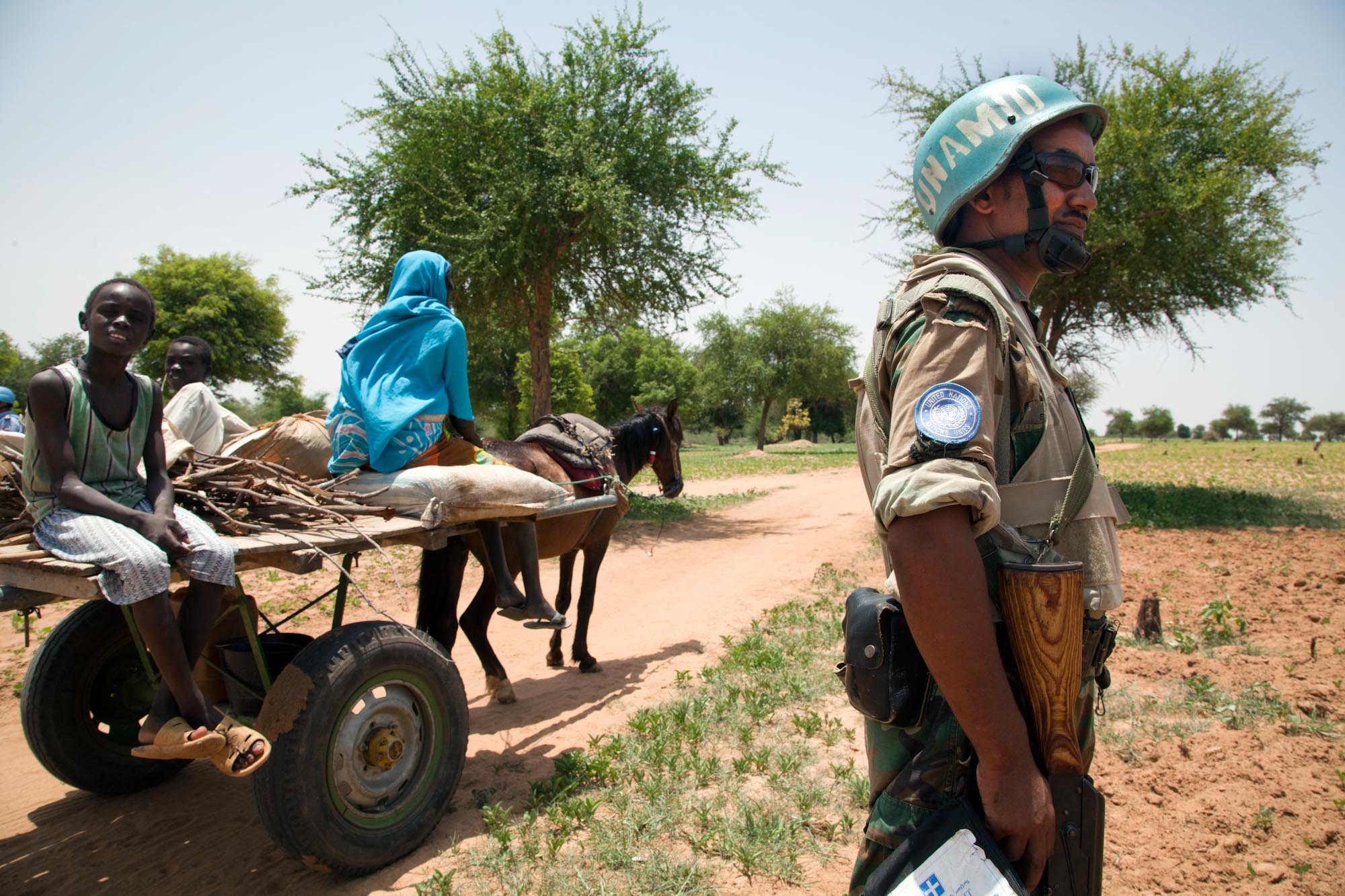Ethiopian soldier in Sudanese farm