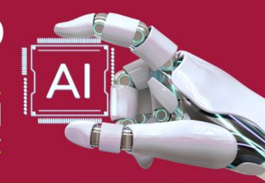A robot hand holds a chip with the word AI.