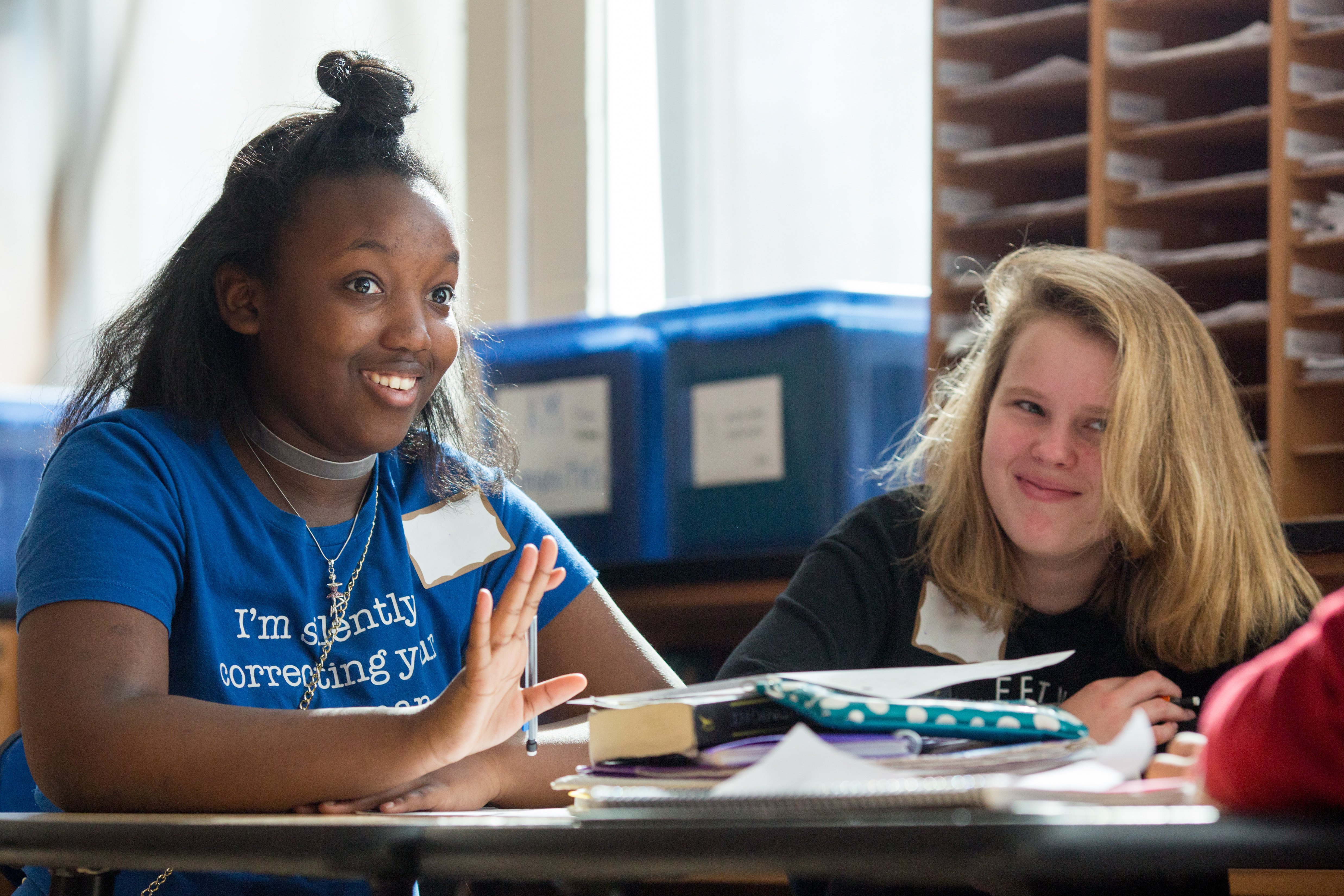 Middle school girls in humanities class