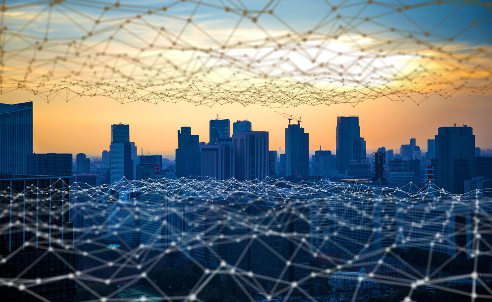 Cityscape with networks