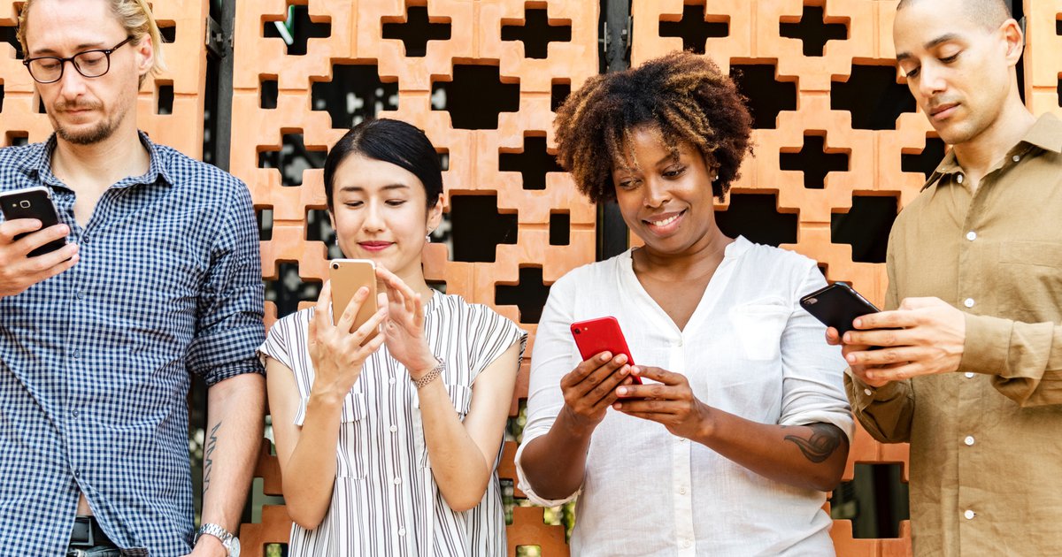 People using internet on their phones