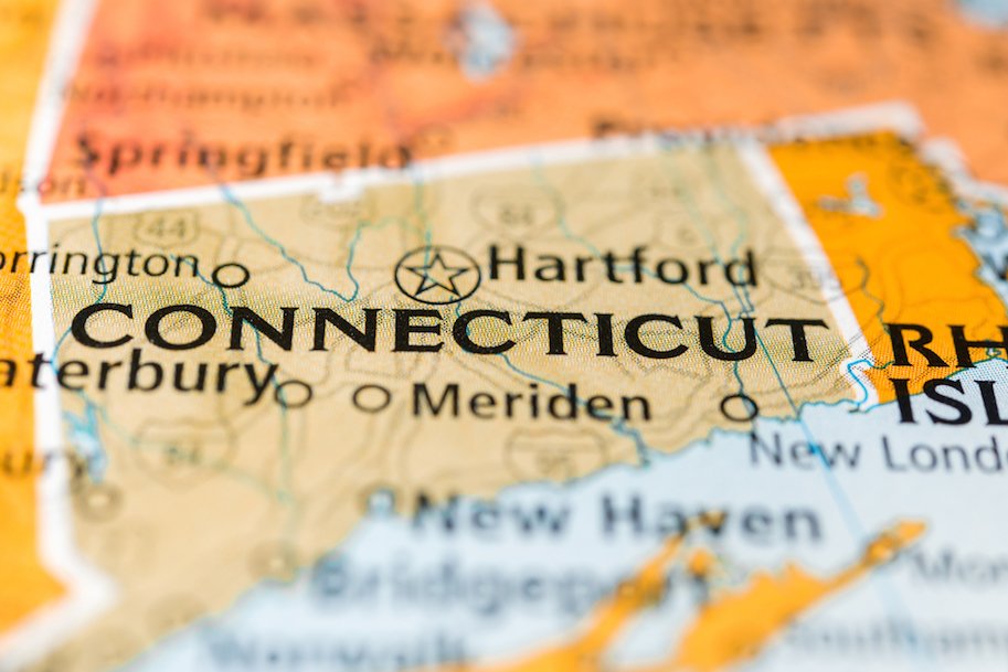 A map of the state of Connecticut