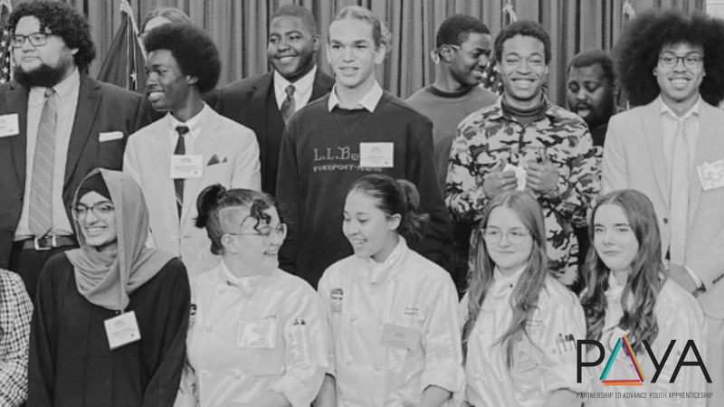 Black and white image of PAYA youth council members