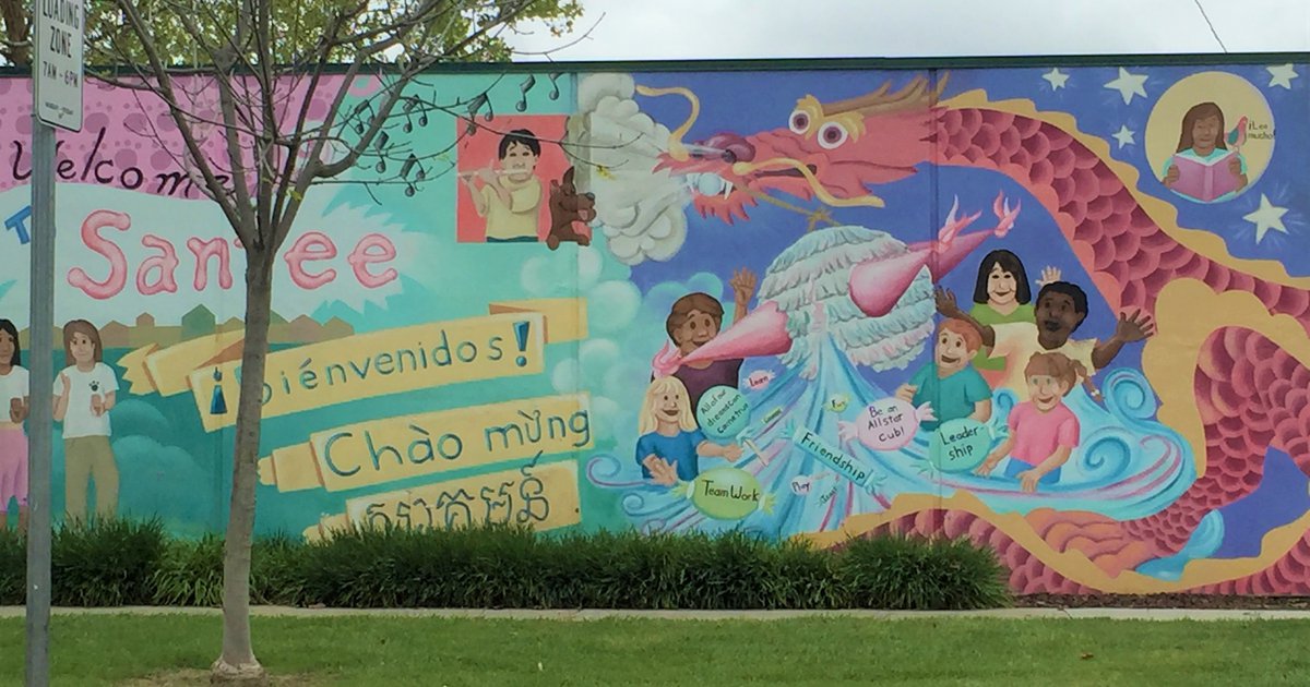 mural welcome many languages Franklin McKinley School District