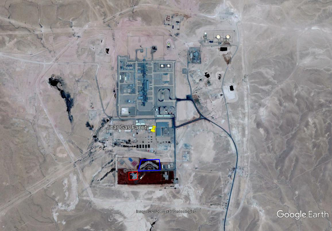Satellite image overhead snapshot of the Jihar gas facility