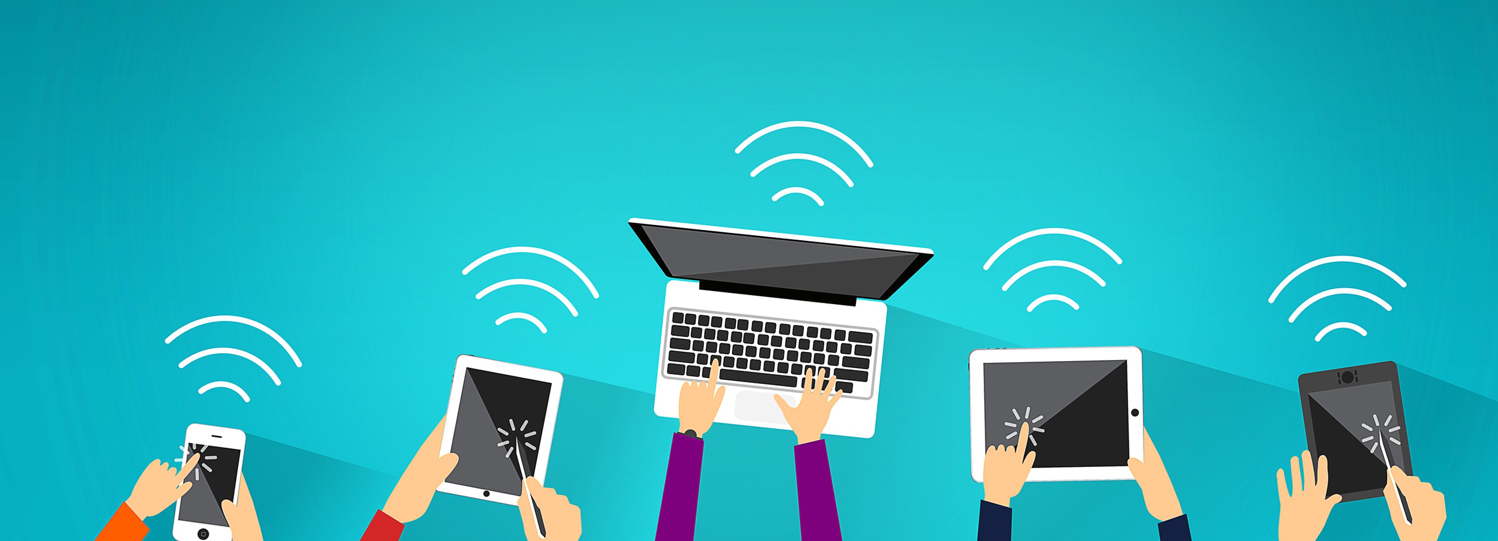 Hands with Wifi and Tech