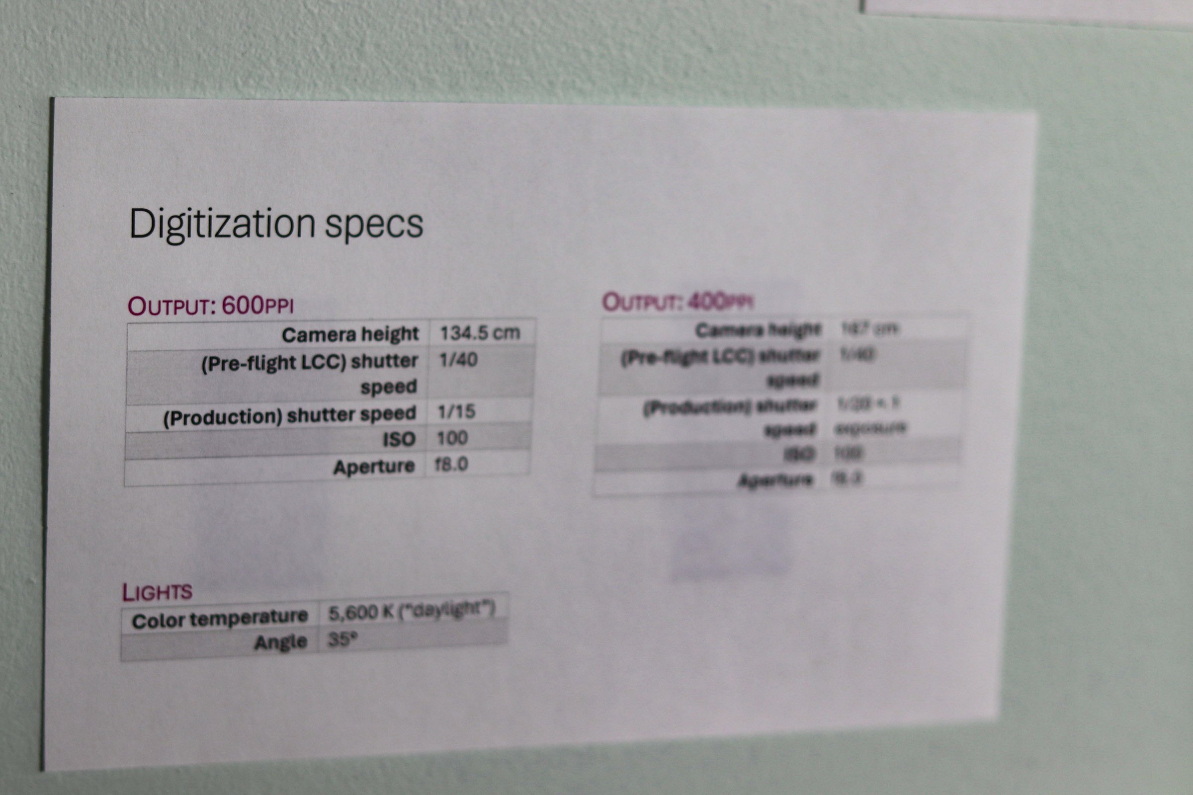Camera Spec Settings