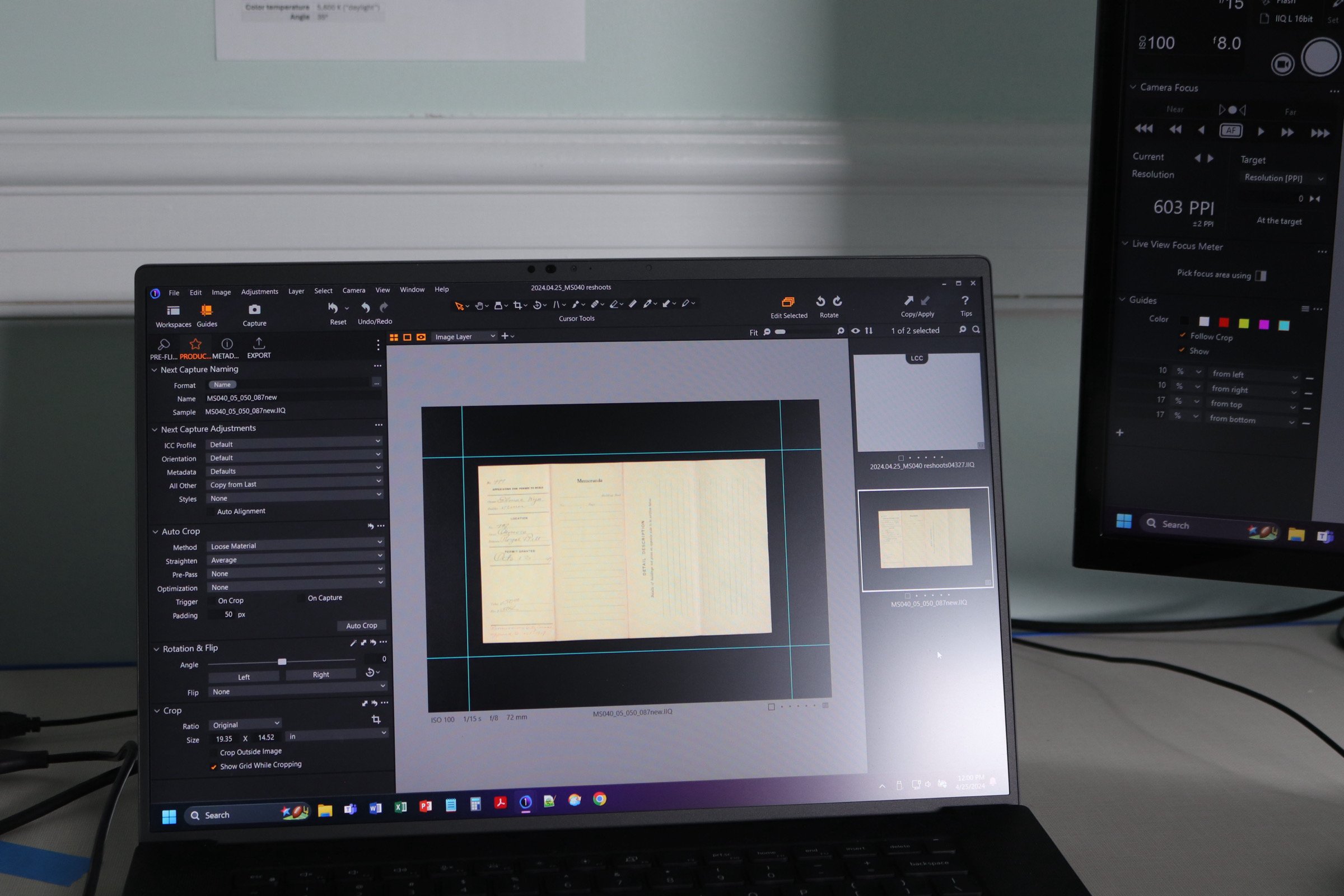 Screen with Scanned Document