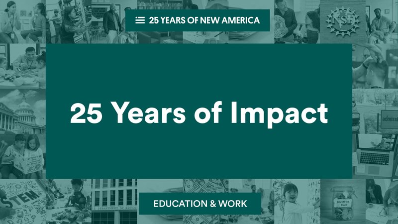 A collage of green-tinted images of children learning and people going to work.