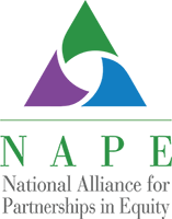 NAPE logo featuring overlapping purple and blue shapes above the organization’s name in green and gray text.