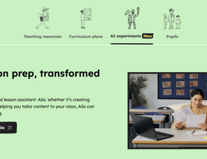 A screen shot of the Aila lesson planning AI experiments page.