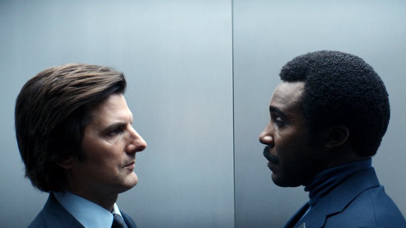 Adam Scott and Tramell Tillman in 'Severance,' season 2, episode 3.