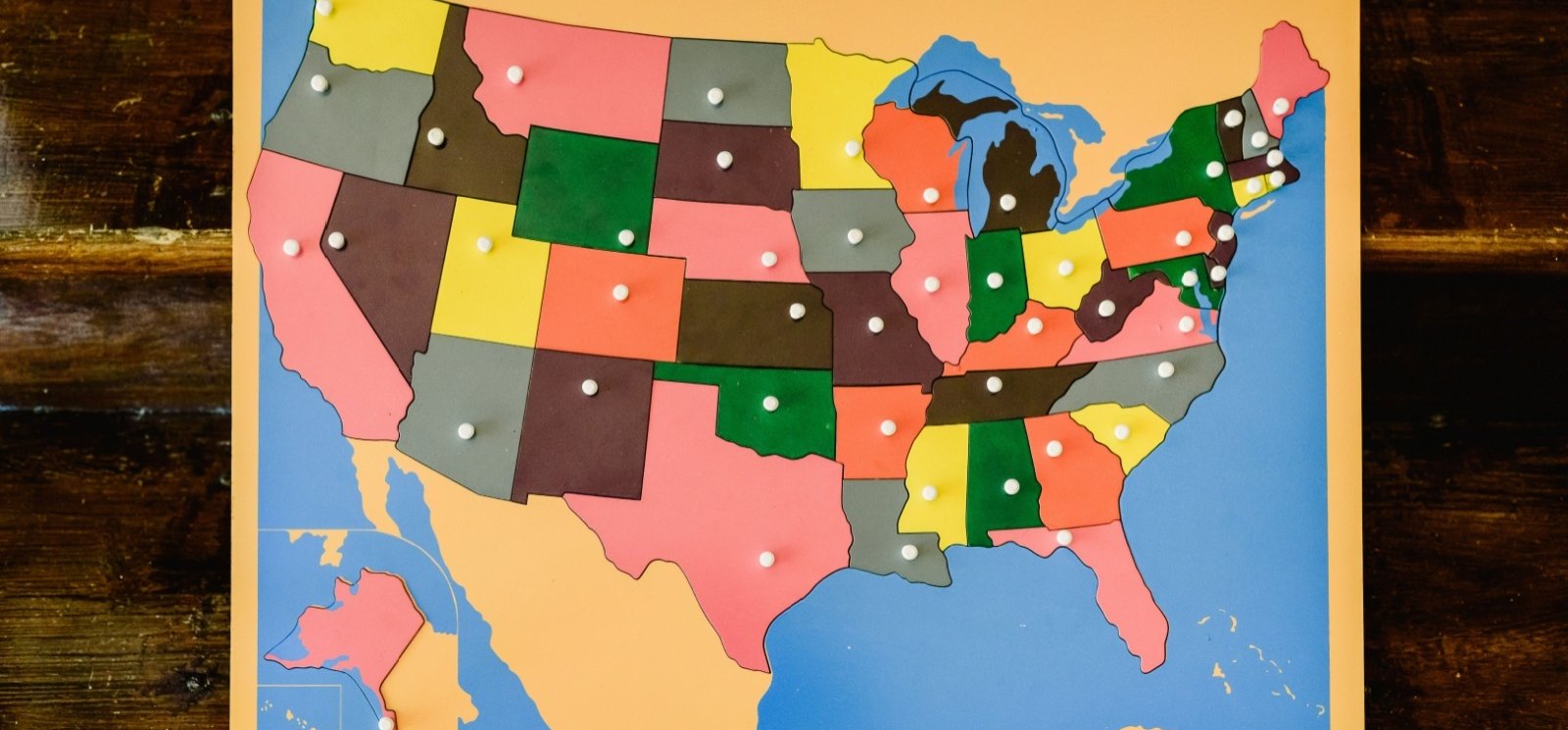 Multicolor Map of U.S. on Bulletin Board