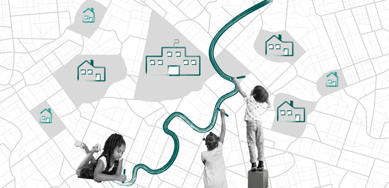 Screen shot of the interactive map and data tool included in the Redrawing the Lines report