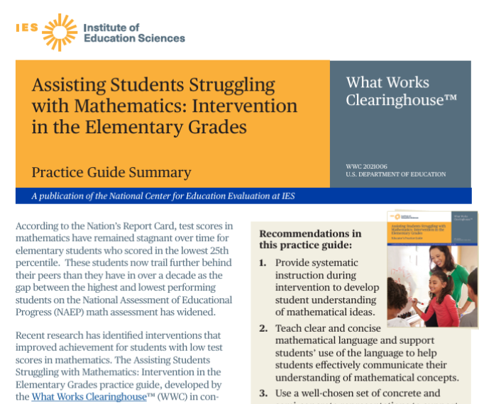 WWC Practice Guide Summary Example