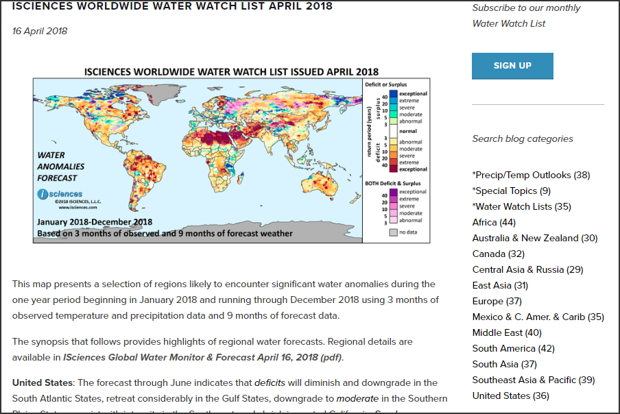 Water Anomalies Forecast