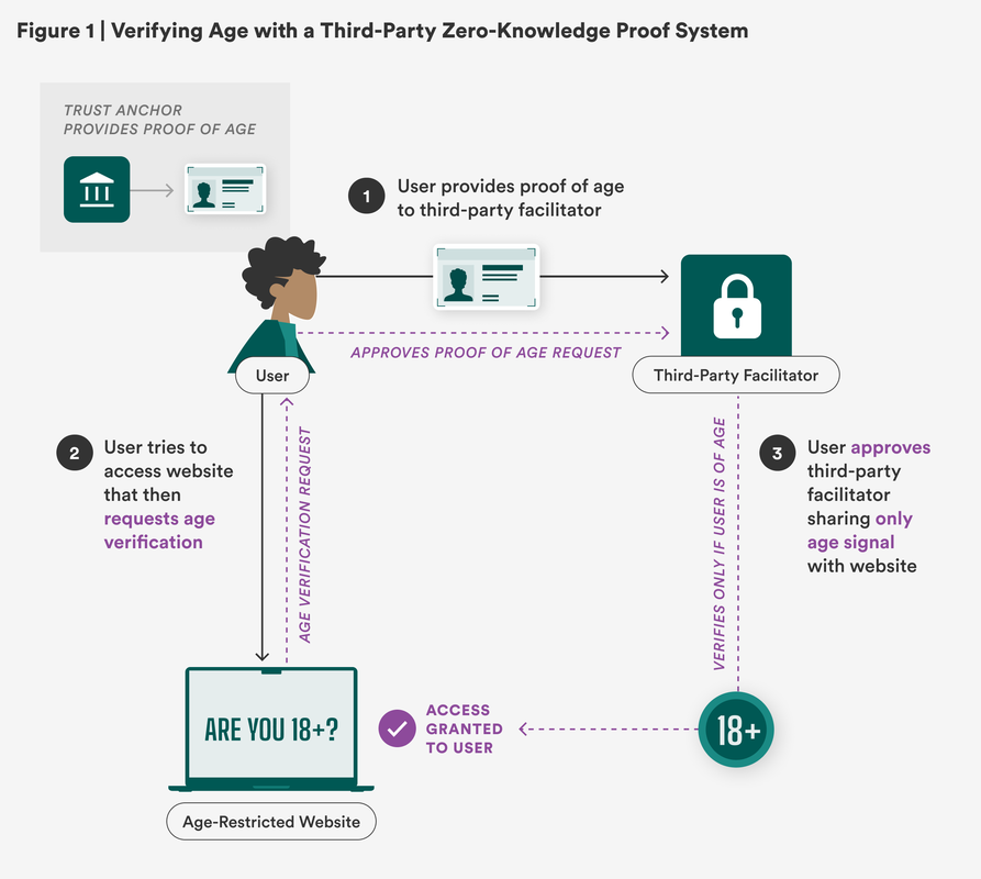 An illustrated representation of how ZKPs work in the context of age verification.