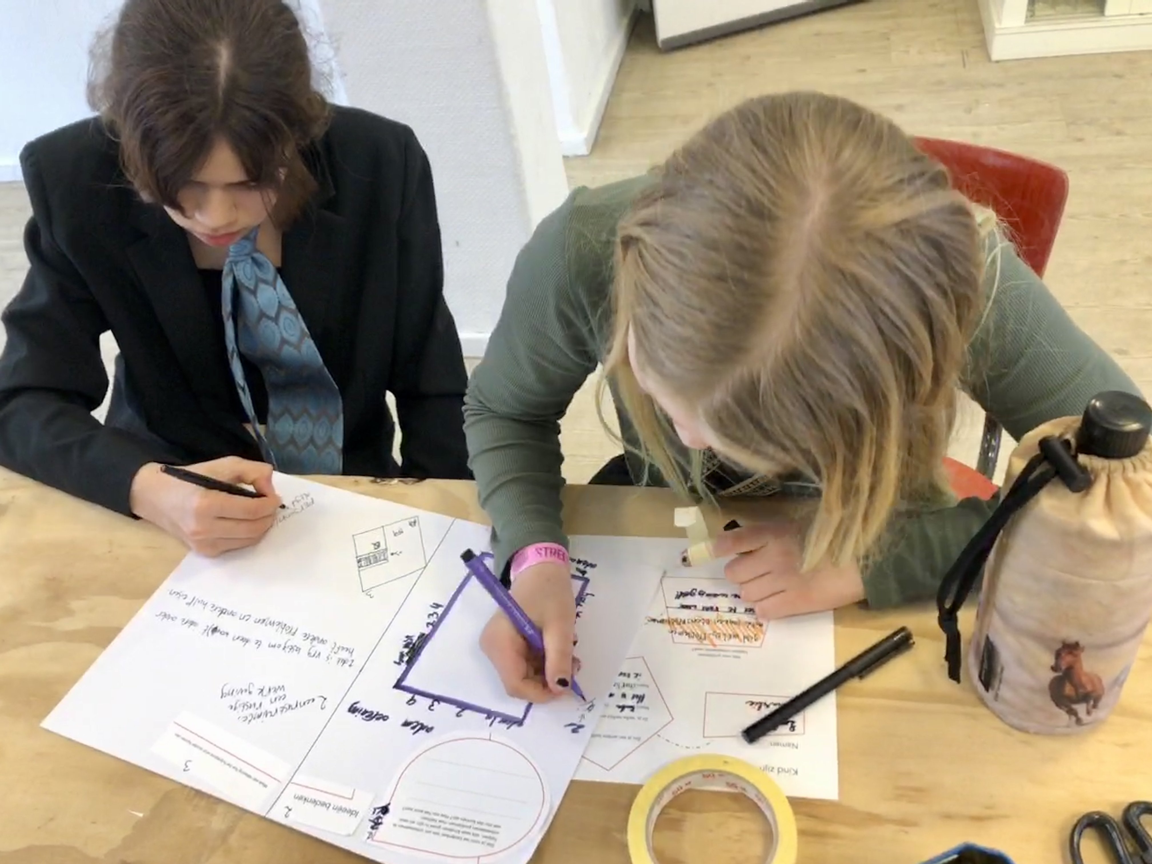 Children designing de-stressing options for adults