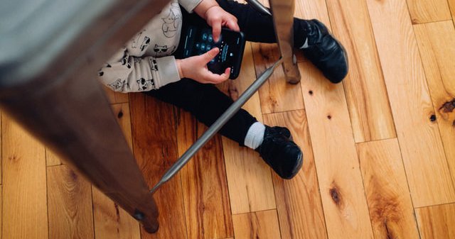 child playing with smartphone
