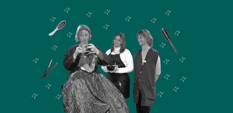 Young women in cosmetology school learn to care for air and fingernails and homeowners in Detroit, Michigan
