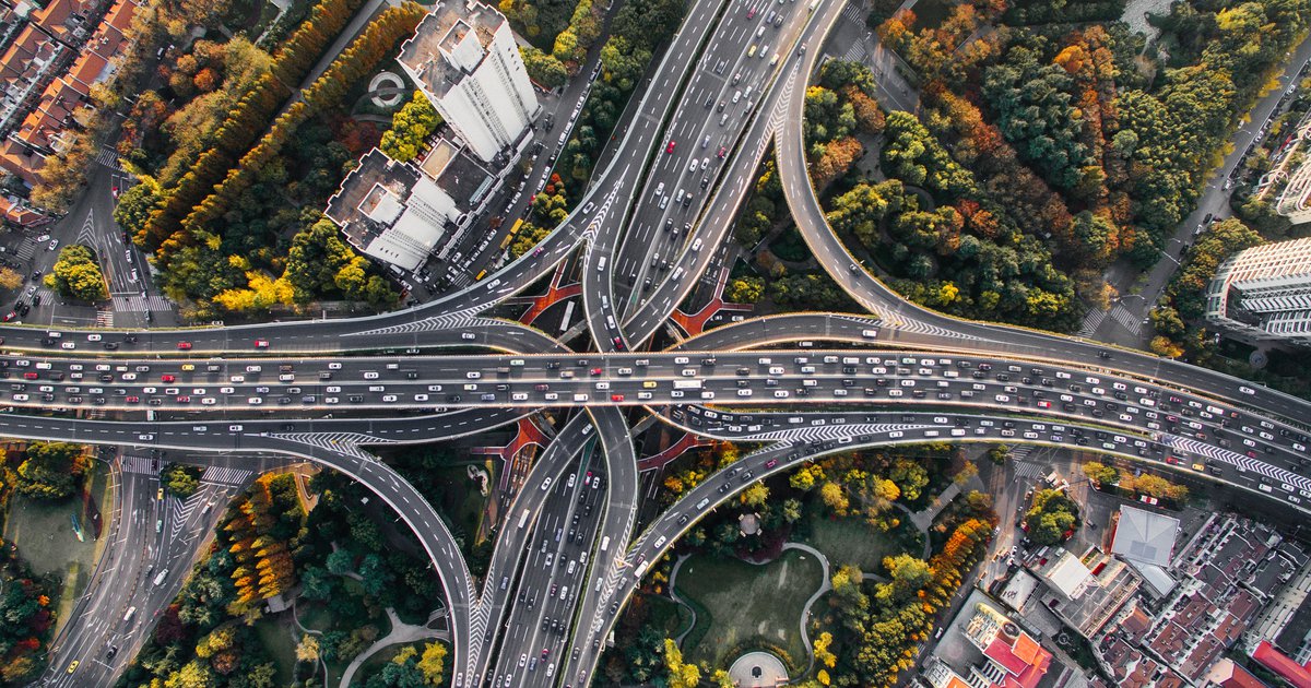 Shanghai highway interchange overhead