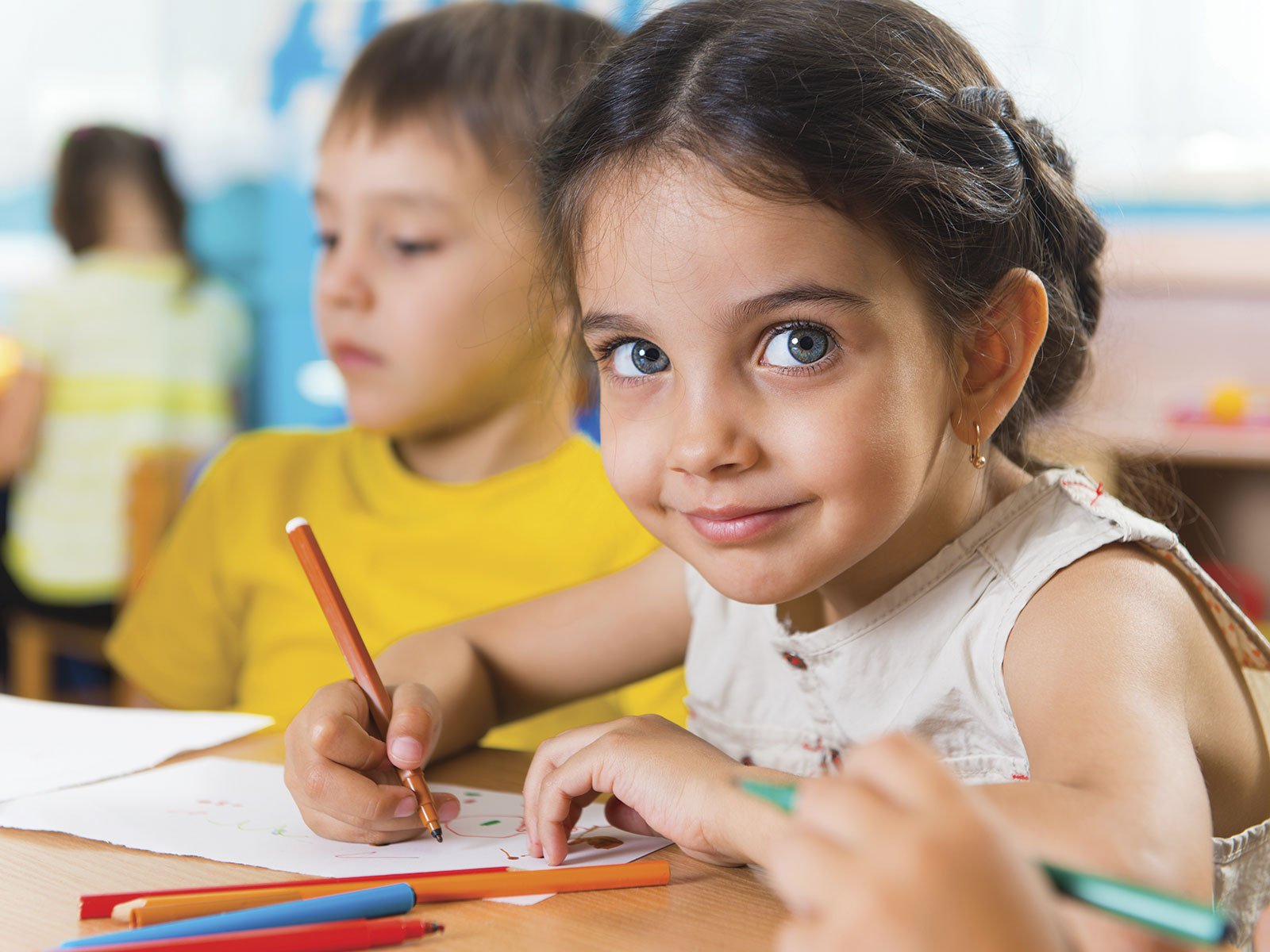 girl in a classroom kindergarten