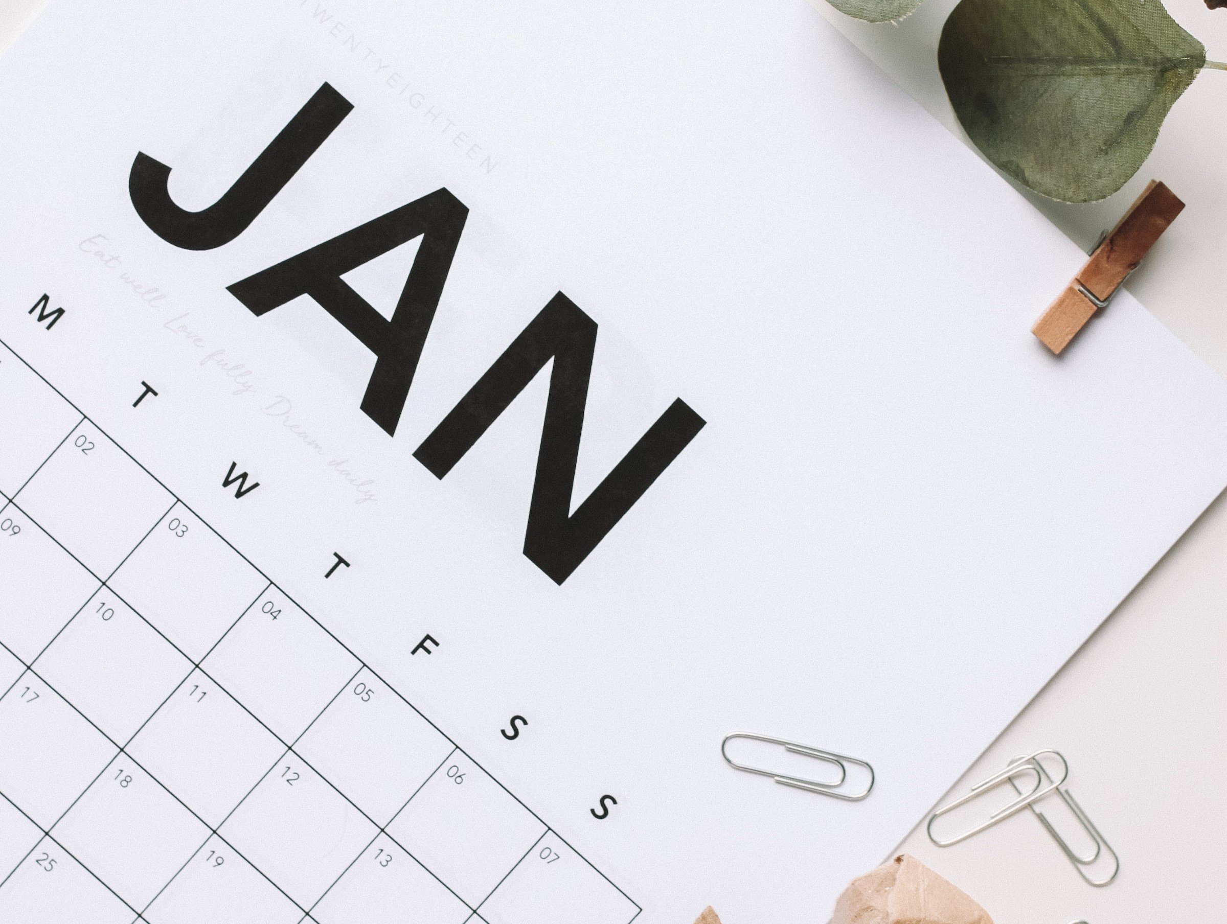 jan calendar horiz