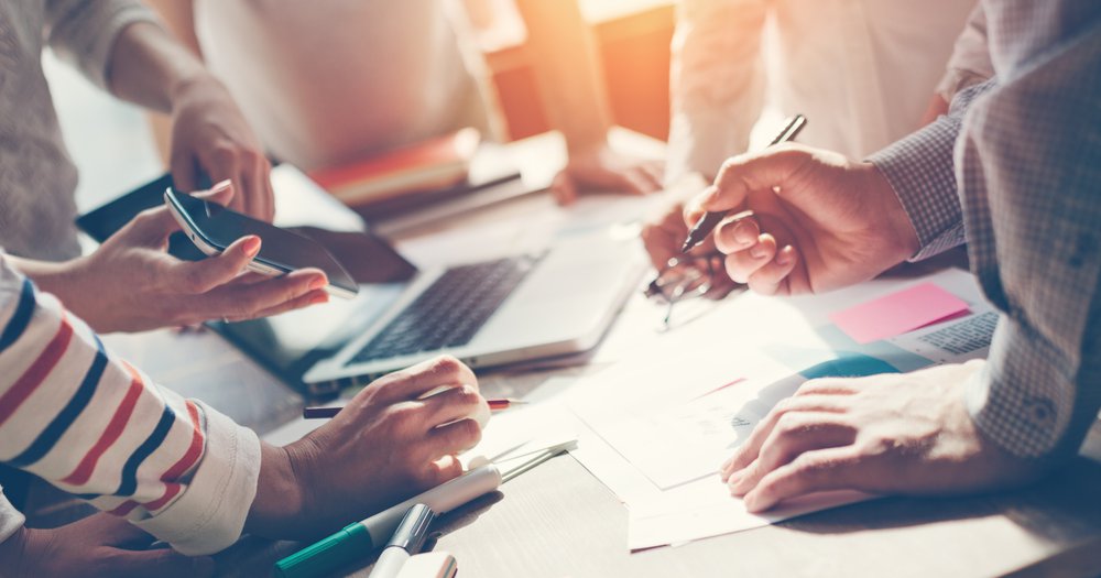 Group of people collaborating on a project