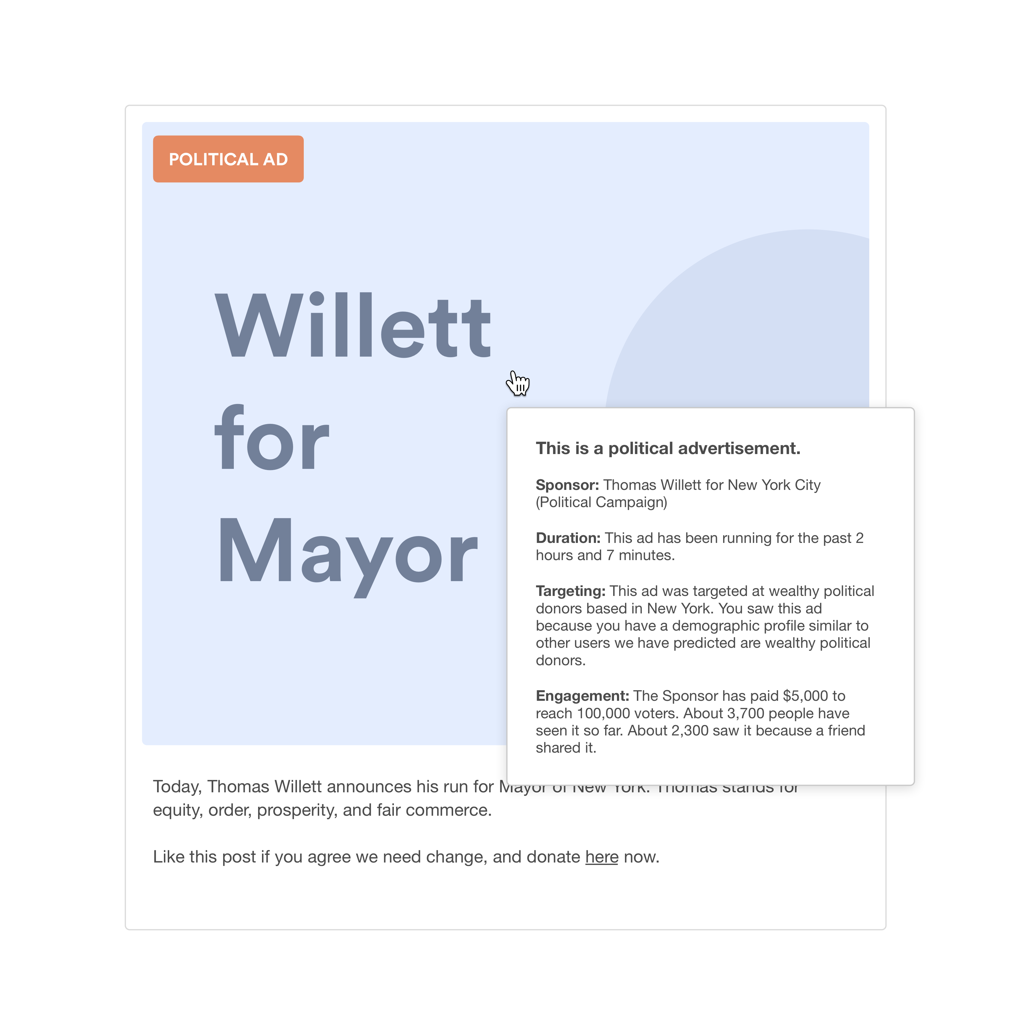 Hypothetical digital ad