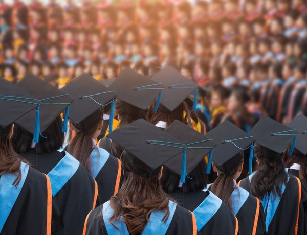 Students with graduation caps