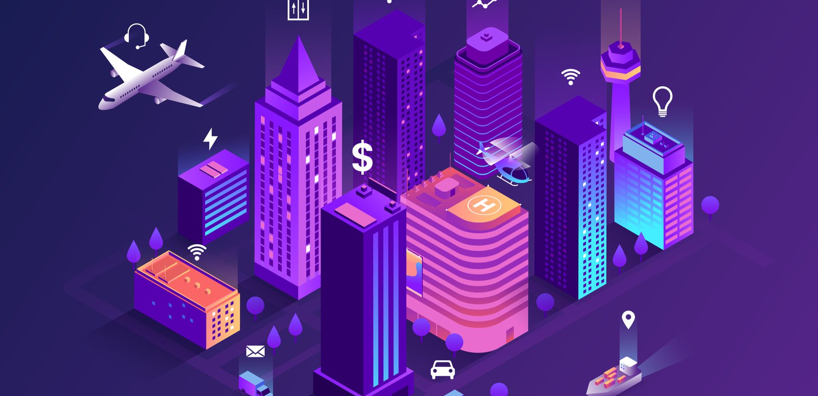 isometric smart city graphic