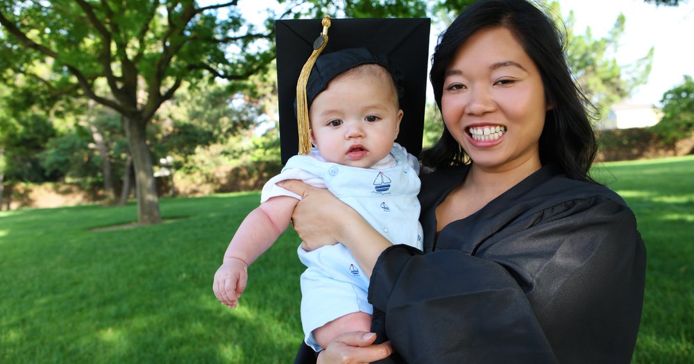 graduate with baby