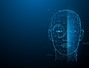 A digital face being scanned