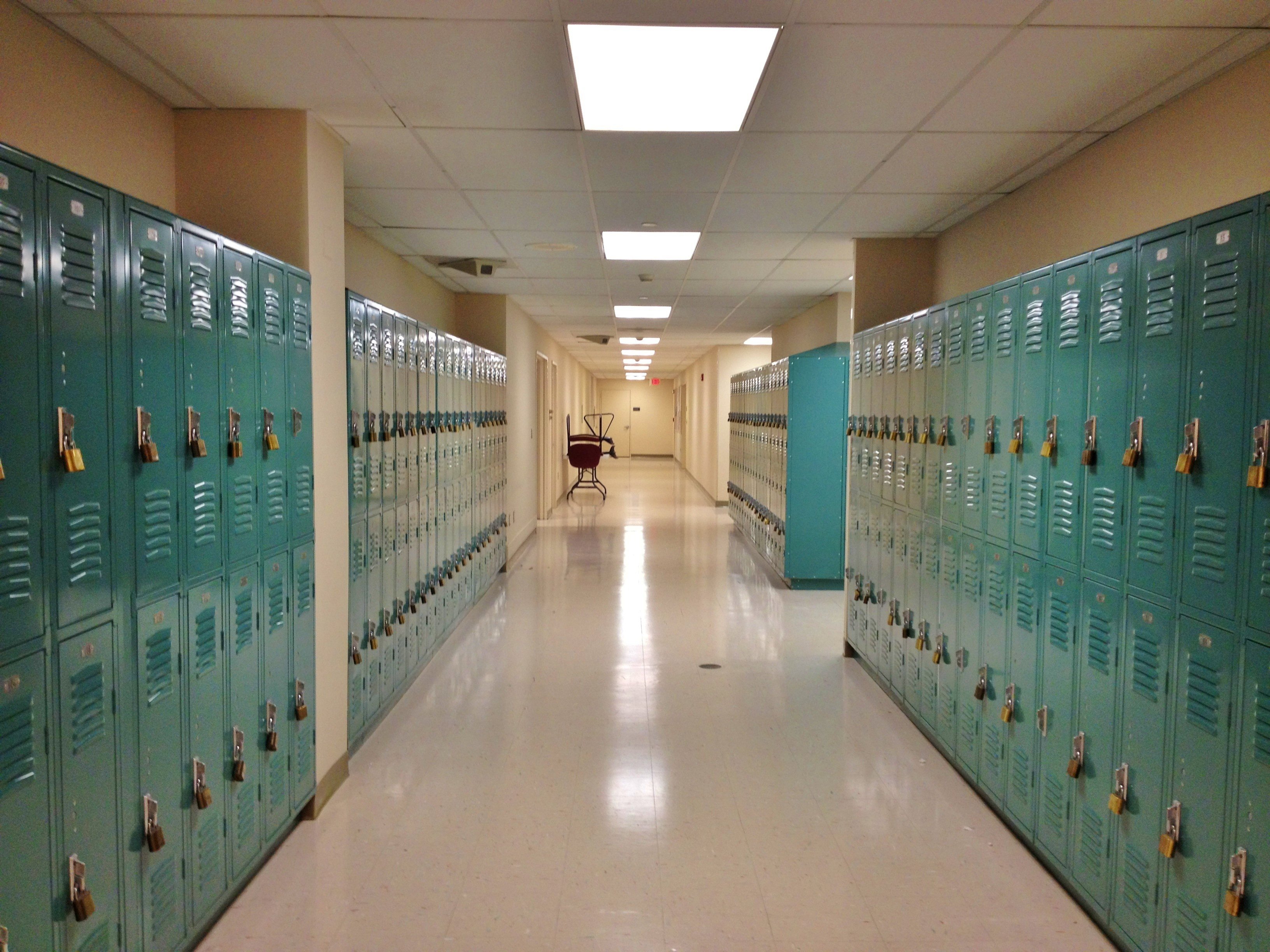 School hallway with locker