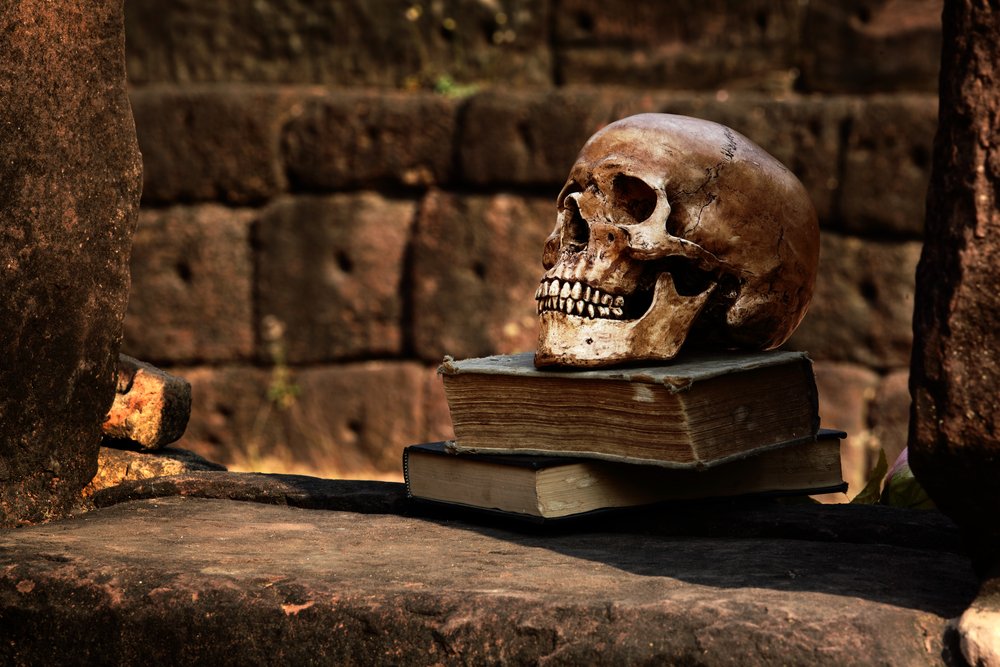 Skulls book ruins