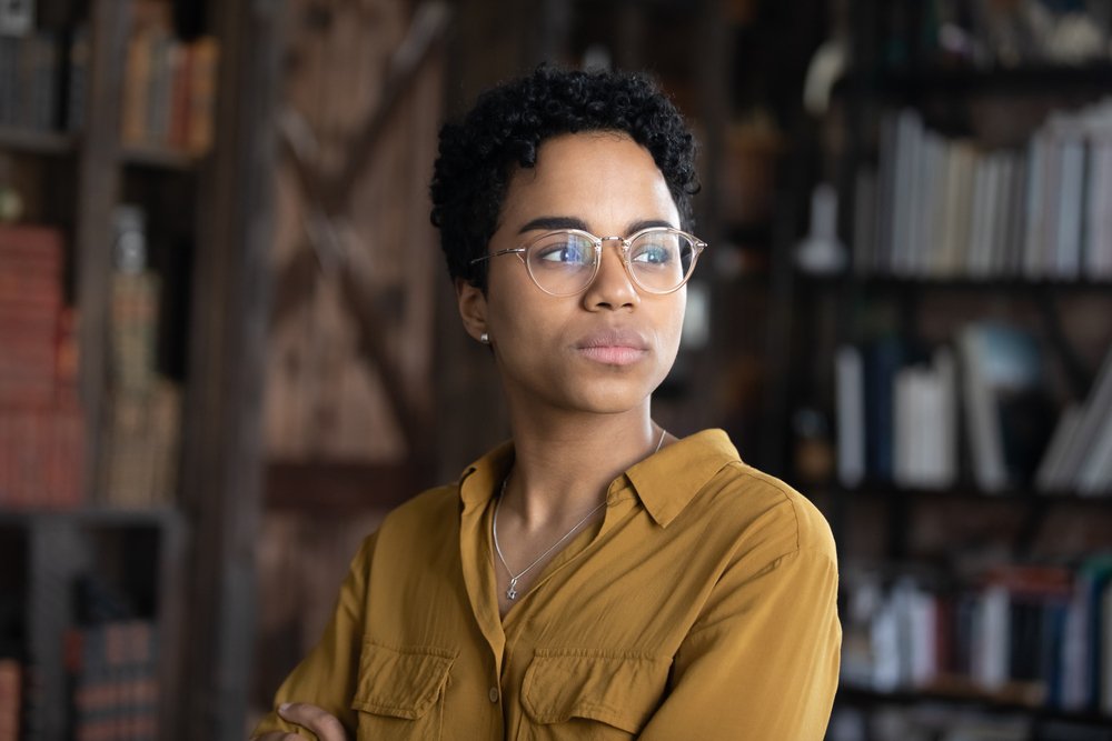 pensive black woman