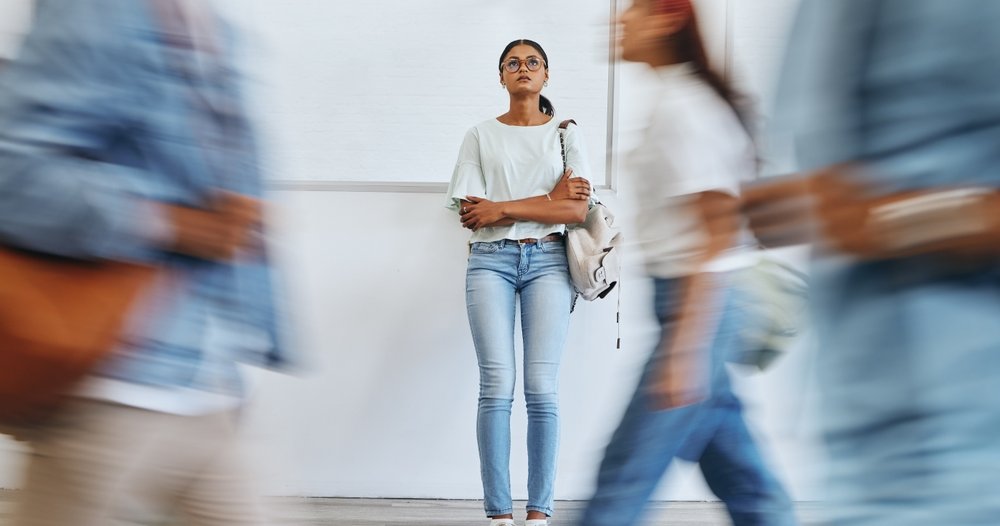 college student standing