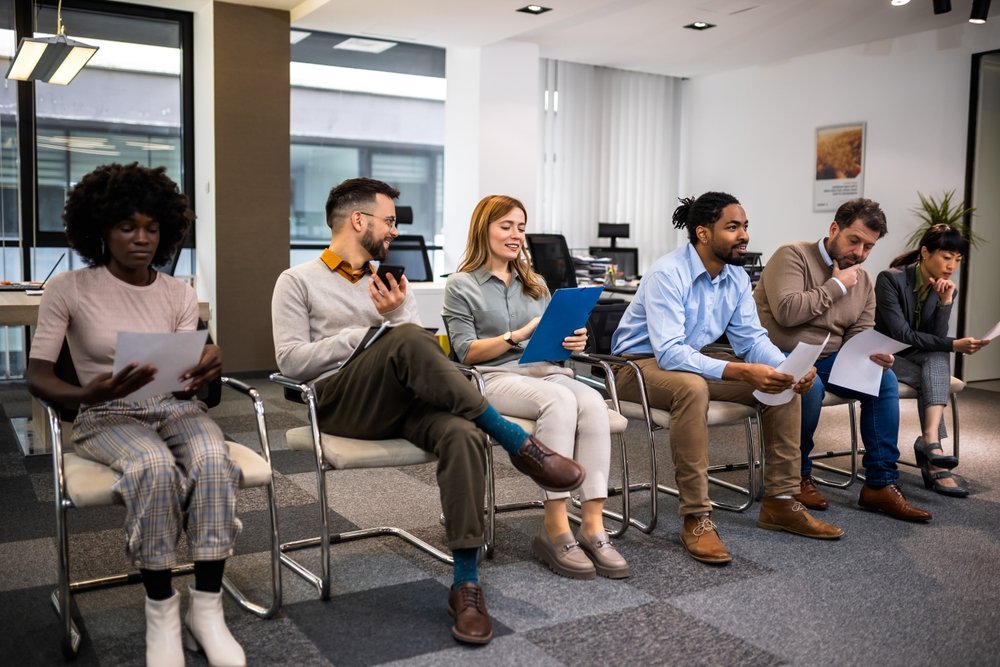 Students waiting to get interviewed