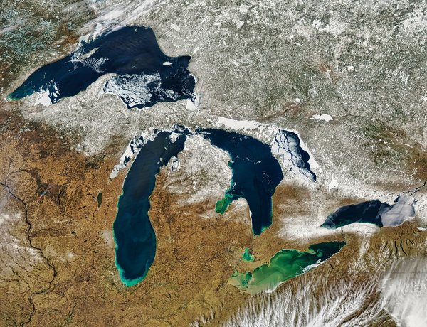 Satellite image of the Great Lakes