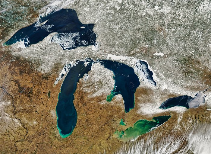 Satellite image of the Great Lakes