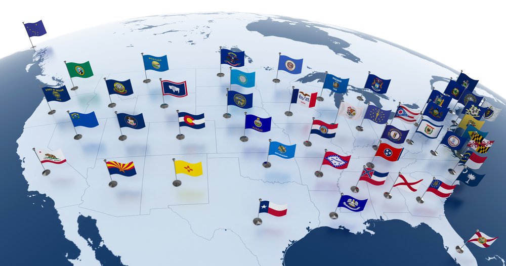 US Map with State Flags