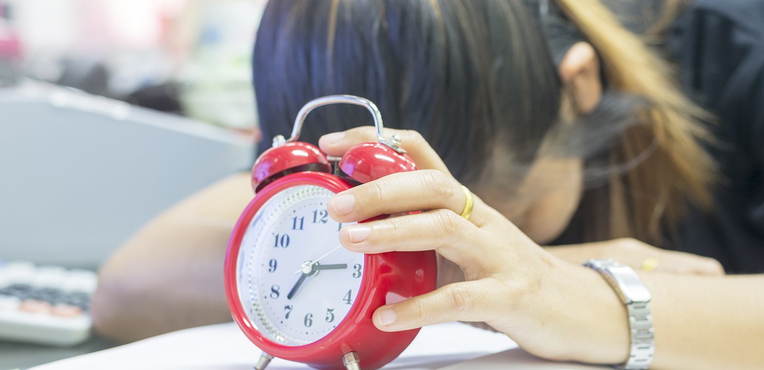 tired overworked woman falling asleep