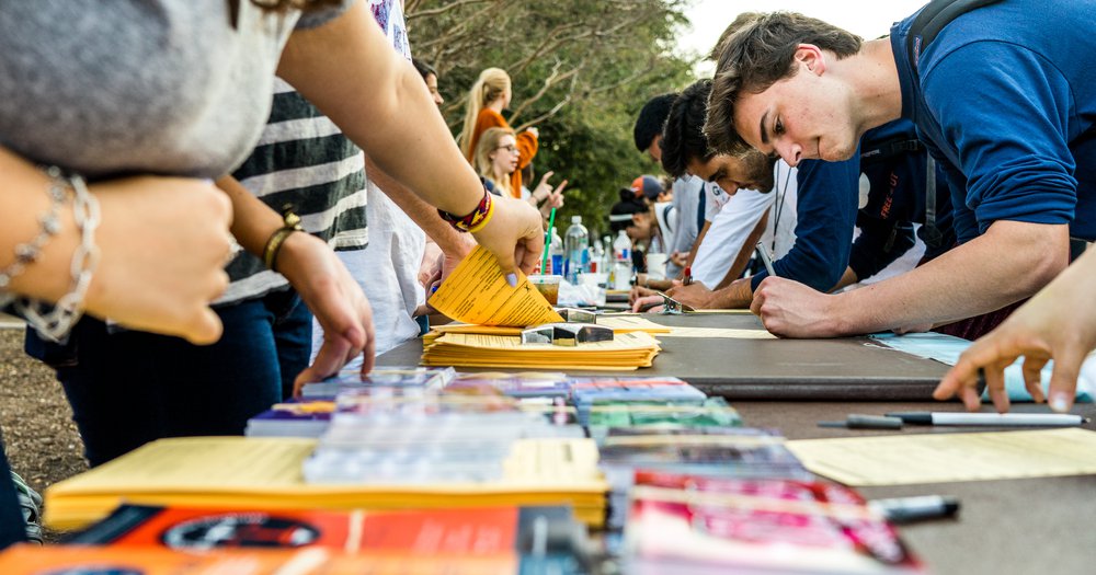 campaign organizers signing materials