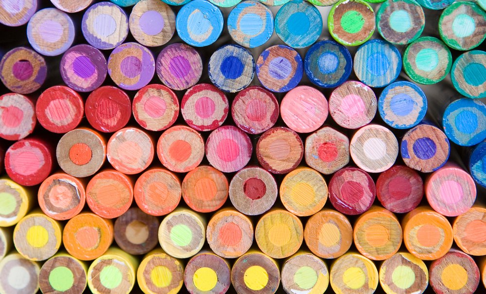 Back of colored pencils