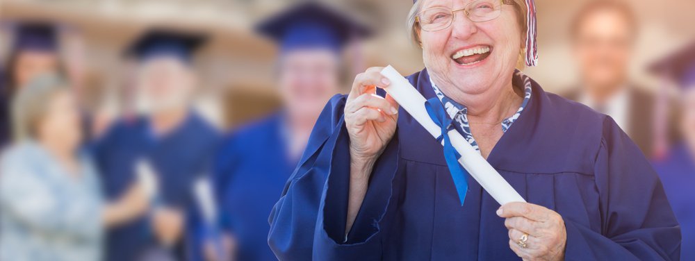 older woman graduating