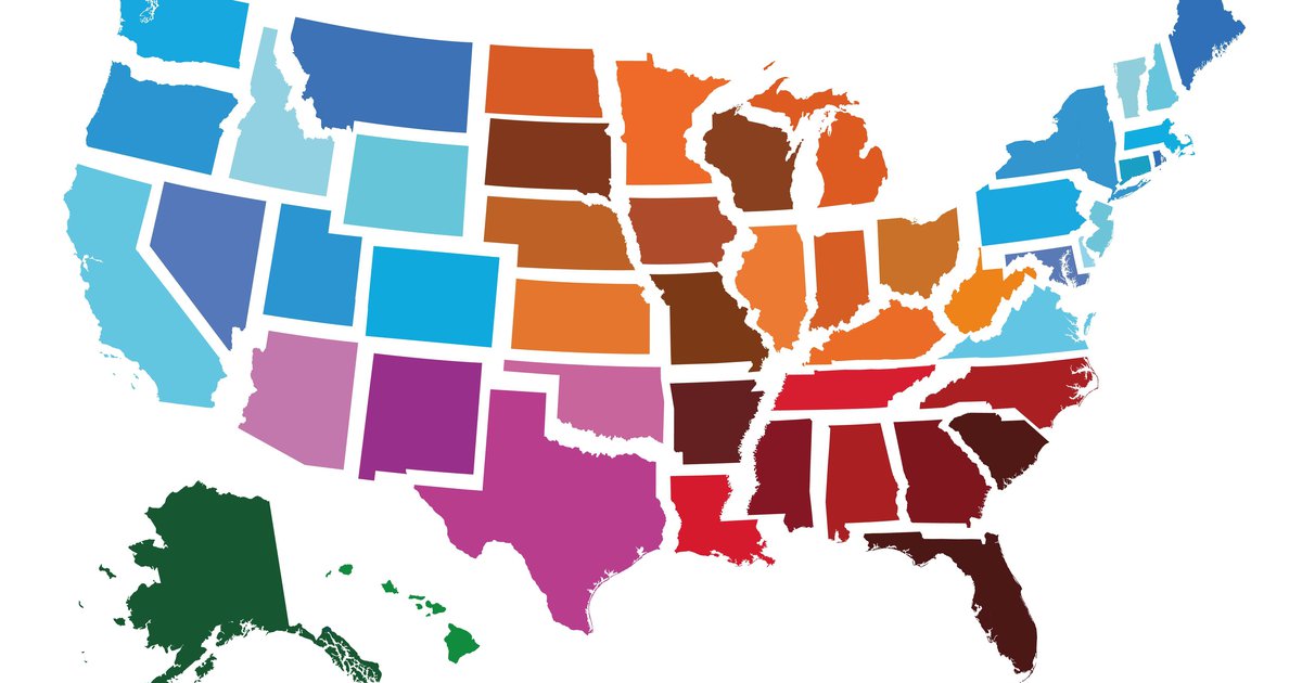 Multicolored USA Administrative Map